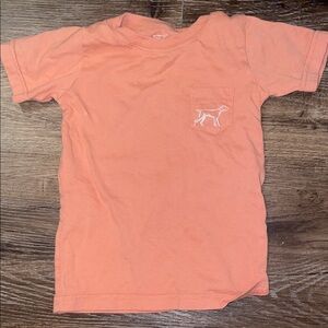 Kids Short-Sleeve Pocket Tee with Dog Embroidery - Coral